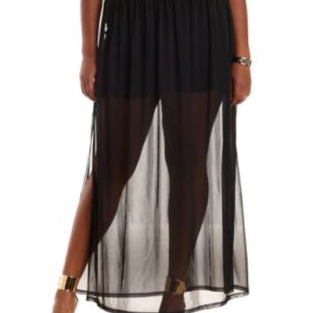 Black sheer mini skirt